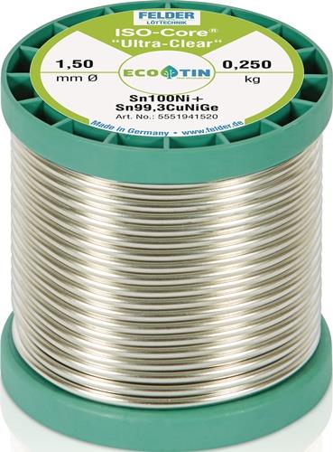 FELDER Lötdraht ISO-Core® UltraClear 1,5mm 250g Sn100Ni+ FELDER