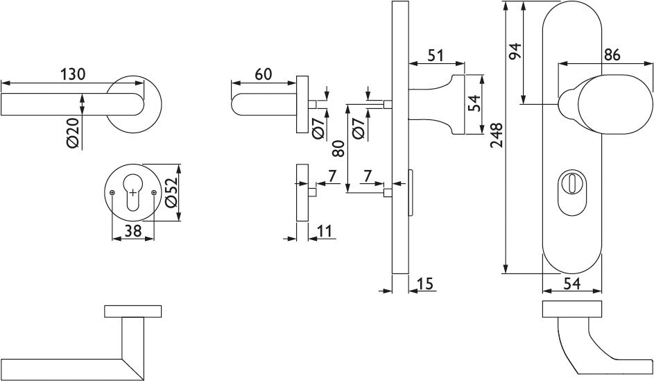 HERMAT Schutz-Kombi-Wechselgarnitur BASIC 02 1802.ROS/2089.KS/3128, Edelstahl