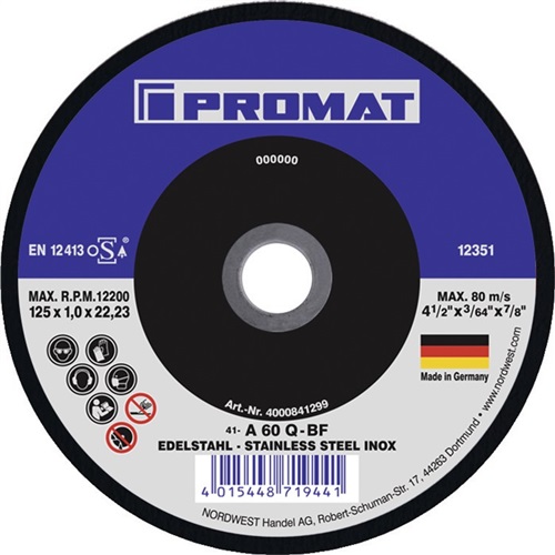 PROMAT Trennscheibe Action D125x1mm ger.INOX Bohr.22,23mm PROMAT