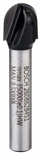 BOSCH Hohlkehlfräser 6 mm, R1 4,7 mm, D 9,5 mm, L 9,2 mm, G 40 mm