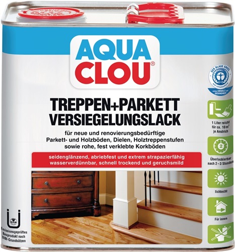 CLOU Treppen-/Parkettversiegelungslack L10 farblos seidenglanz 2,5l Dose CLOU