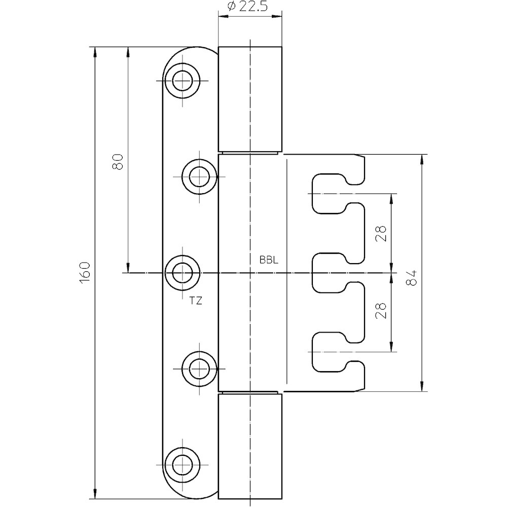 SIMONSWERK Objektband VARIANT® VX 7939/160-4 Edelstahl, Tragkraft 300 kg