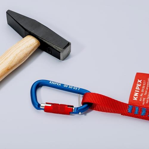 KNIPEX Materialkarabiner L.81mm m.Schraubverschluss blau besch.KNIPEX