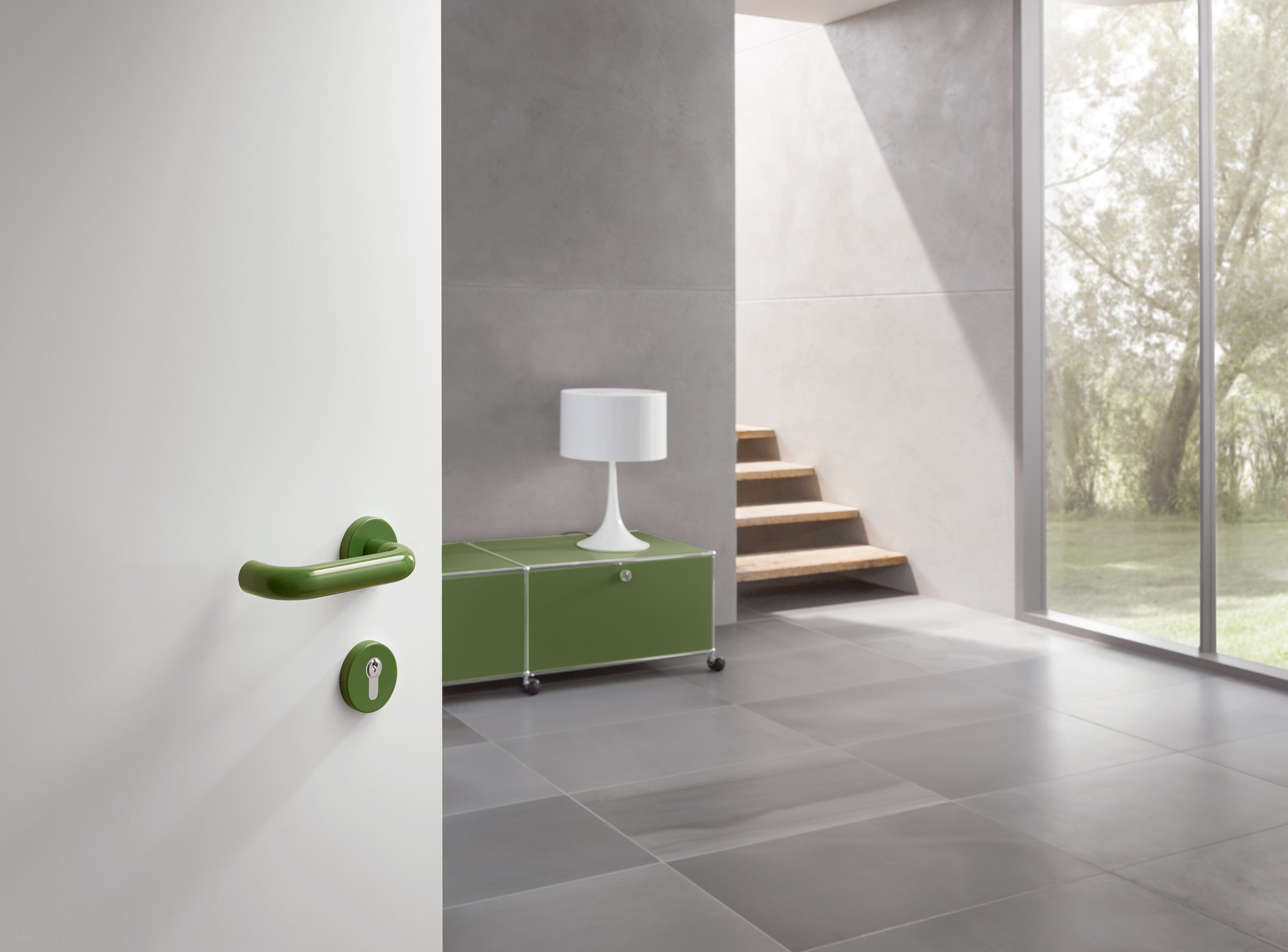 HEWI Feuerschutzgarnitur, System 111, PZ, Vierkant 9, Türstärke 40, stahlblau