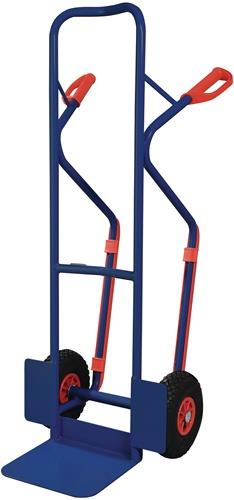TECWERK Stapelkarre m.Kufen H.1300mm Schaufel-L250xB320mm Luft-Bereif.Trgf.300kg blau TW