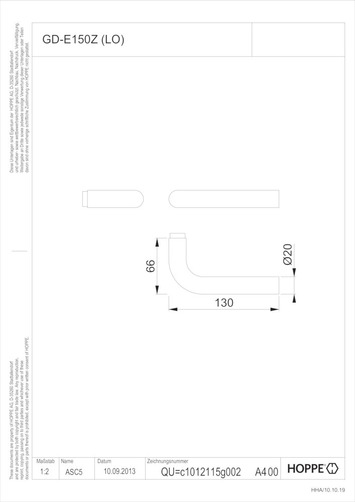 HOPPE® Drückerpaar Bonn GD-E150Z, Edelstahl, 3449111 HOPPE® Drückerpaar Bonn GD-E150Z, Edelstahl, 3449111
