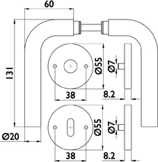 aptec Drückergarnitur mit Rosetten BASIC 03 1803.KL/2073 M, Edelstahl aptec Drückergarnitur mit Rosetten BASIC 03 1803.KL/2073 M, Edelstahl
