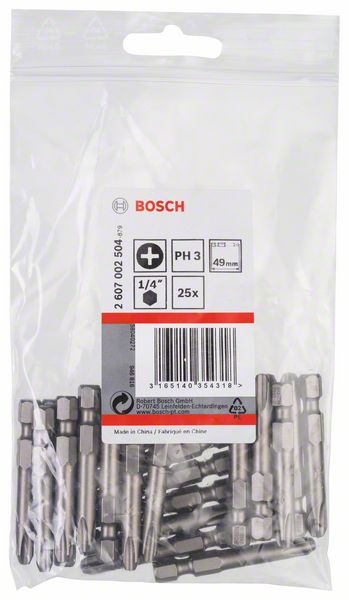 BOSCH Schrauberbit Extra-Hart PH 3, 49 mm, 25er-Pack