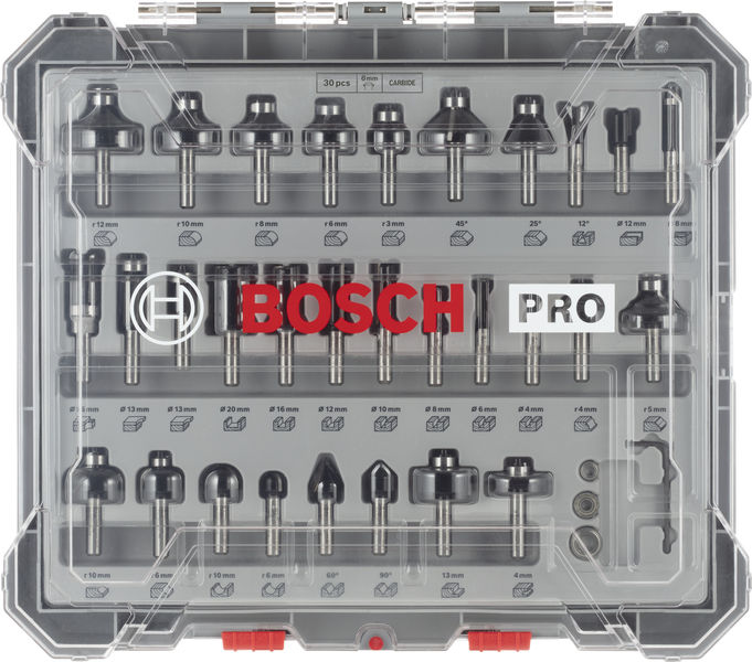 BOSCH Fräser-Set, 8-mm-Schaft, 30-teilig