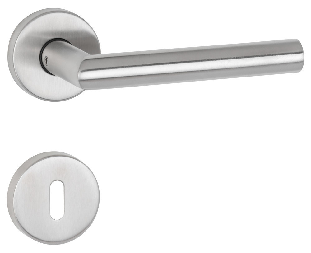 HERMAT Drückergarnitur mit Rosetten BASIC 02 1892.19/2036.ST, Edelstahl