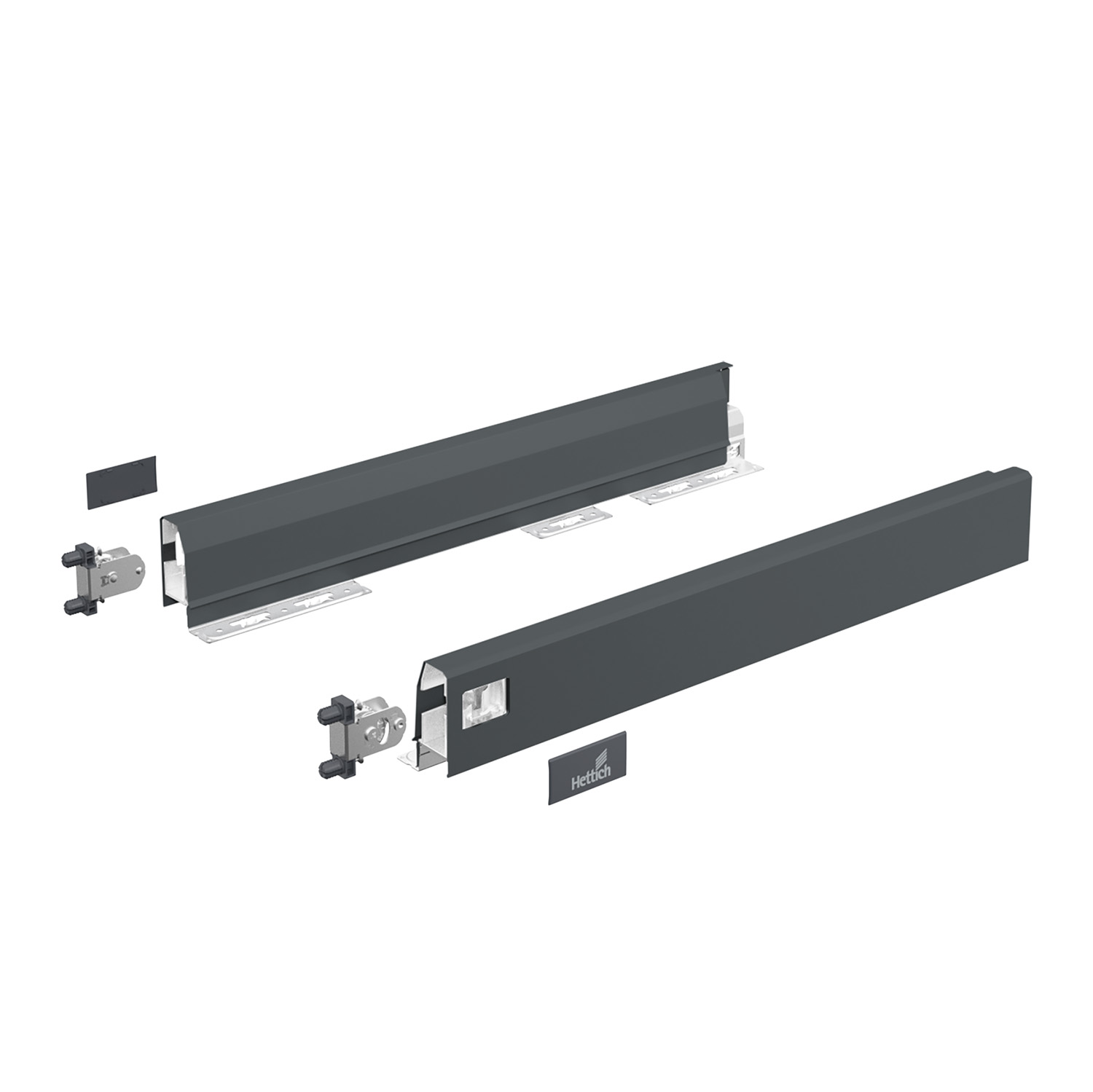 HETTICH Set Zarge ArciTech, 78 mm / 500 mm, anthrazit, links und rechts, 9234471