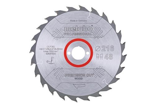 METABO Kreissägeblatt precision cut wood professional D216xB2,4xBohrung30mm 48Z. WZ