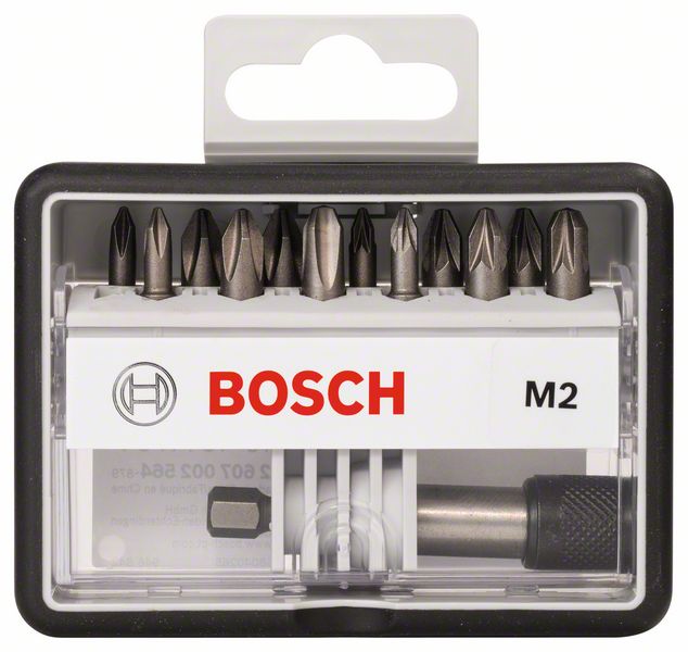 BOSCH Schrauberbit-Set Robust Line M Extra-Hart, 12 + 1-teilig, 25mm, PH, PZ
