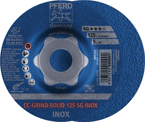 PFERD Schleifscheibe CC-GRIND-SOLID SG INOX D125xSmm gekr.INOX PFERD