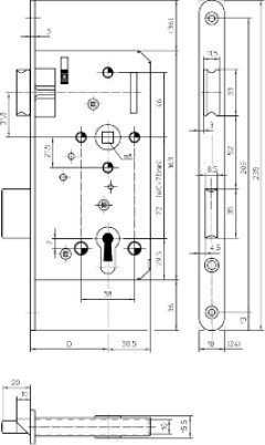 KFV Einsteckschloss WES 115-1/2, Messing 3105061 KFV Einsteckschloss WES 115-1/2, Messing 3105061