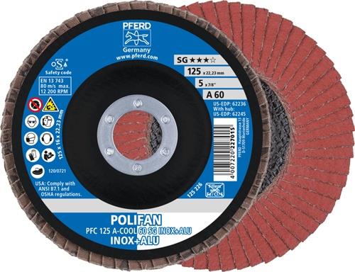 PFERD Fächerscheibe POLIFAN A-COOL SG INOX+ALU D.125mm K.60 kon.INOX/Aluminium NK