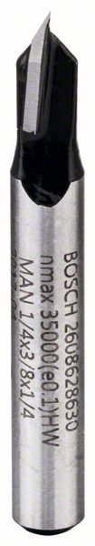 BOSCH V-Nutfräser 1/4", D1 6,3 mm, L 9,2 mm, G 45 mm, 90°