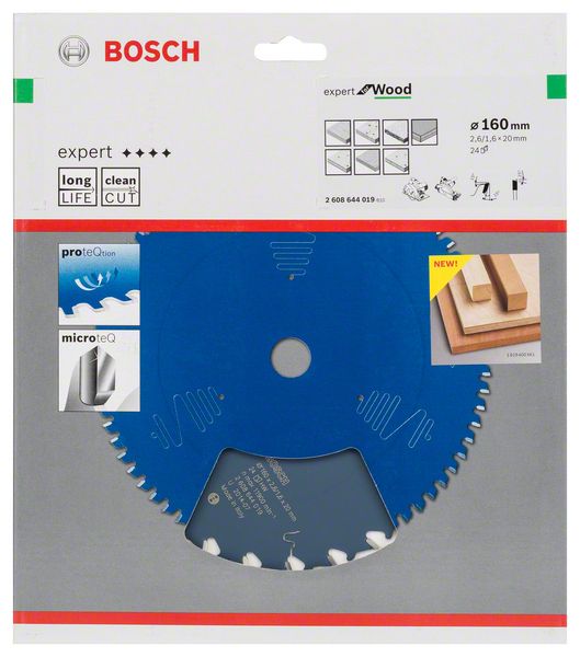 BOSCH Kreissägeblatt Expert for Wood, 160 x 20 x 2,6 mm, 24