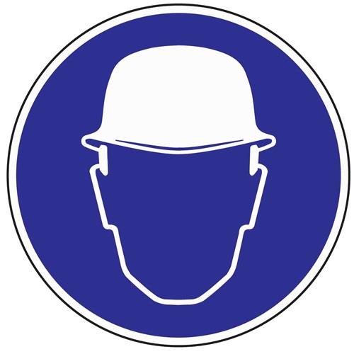 PROMAT Gebotszeichen Kopfschutz benutzen D.200mm Kunststoffschild blau/weiß