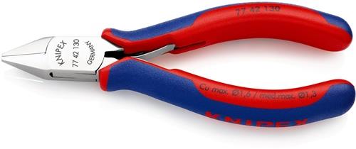 KNIPEX Elektronikseitenschneider L.130mm Form 4 Facette nein 2K-Hülle spiegelpol.KNIPEX