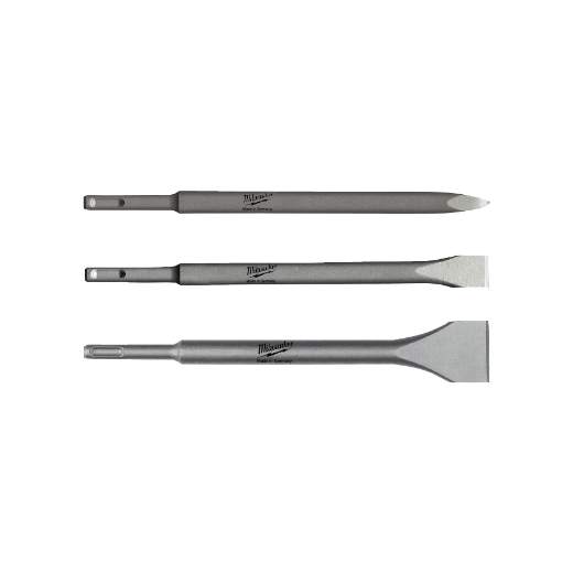 MILWAUKEE Spitz-, Flach, Breitmeißel 250 mm Meißelset SDS-Plus 3-teilig