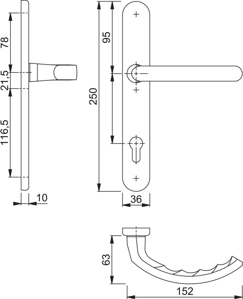 HOPPE® Drücker-Halbgarnitur mit Schmalschild Luxembourg 1500/3357SN, Aluminium, 8007064 HOPPE® Drücker-Halbgarnitur mit Schmalschild Luxembourg 1500/3357SN, Aluminium, 8007064
