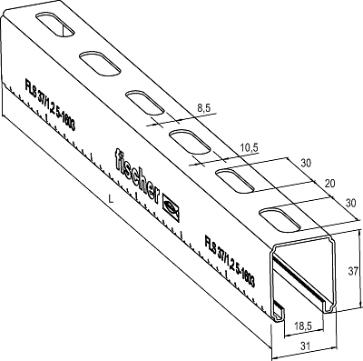 FISCHER Montageschiene FLS 37/1,2 - 2000