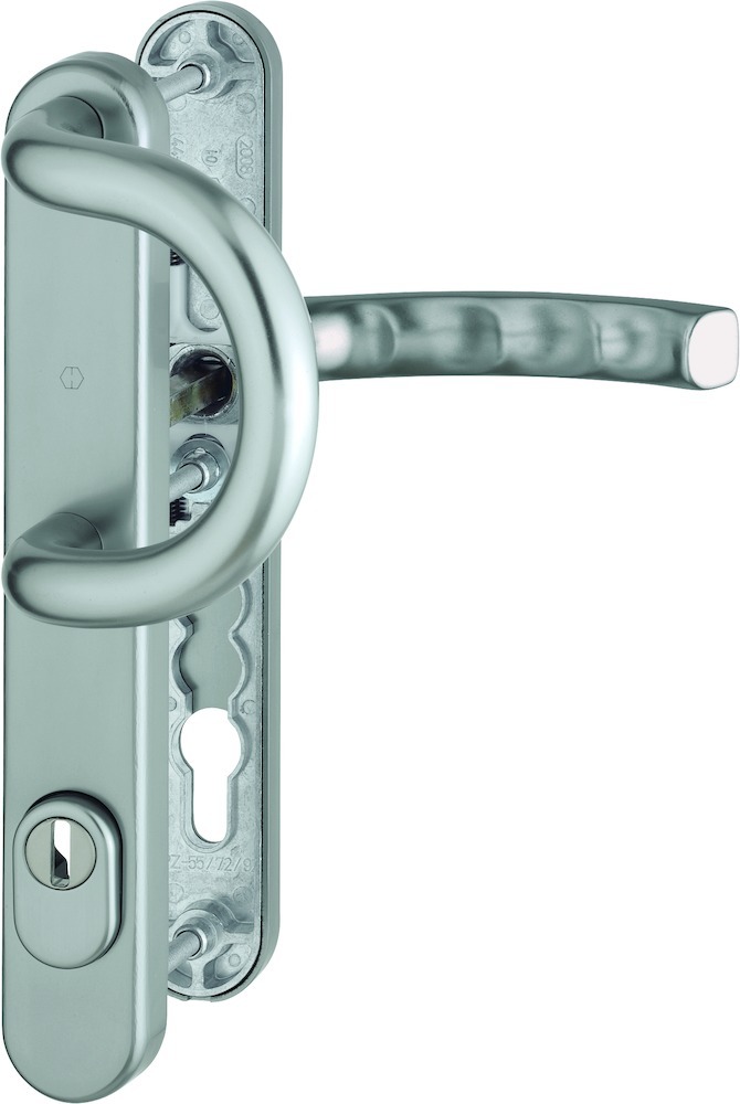 HOPPE® Schutz-Wechselgarnitur mit Schmalschild Liège 538G/3359ZA/3357N/1540, Aluminium, 11623731