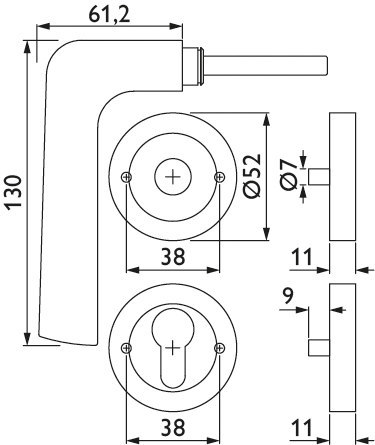 HERMAT Drücker-Halbgarnitur mit Rosetten STAY 1005.BIC/2331.SC, Edelstahl