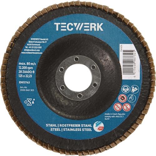 TECWERK Premium-Fächerscheibe 2in1 D.125mm K.60 fl.INOX/Stahl ZK TECWERK