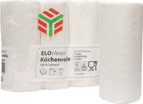 ELOS Küchenrolle ELOclean Plus L.ca.11 mxB.ca.220mm hochweiß 3-lagig 4 Rl./PAK ELOS