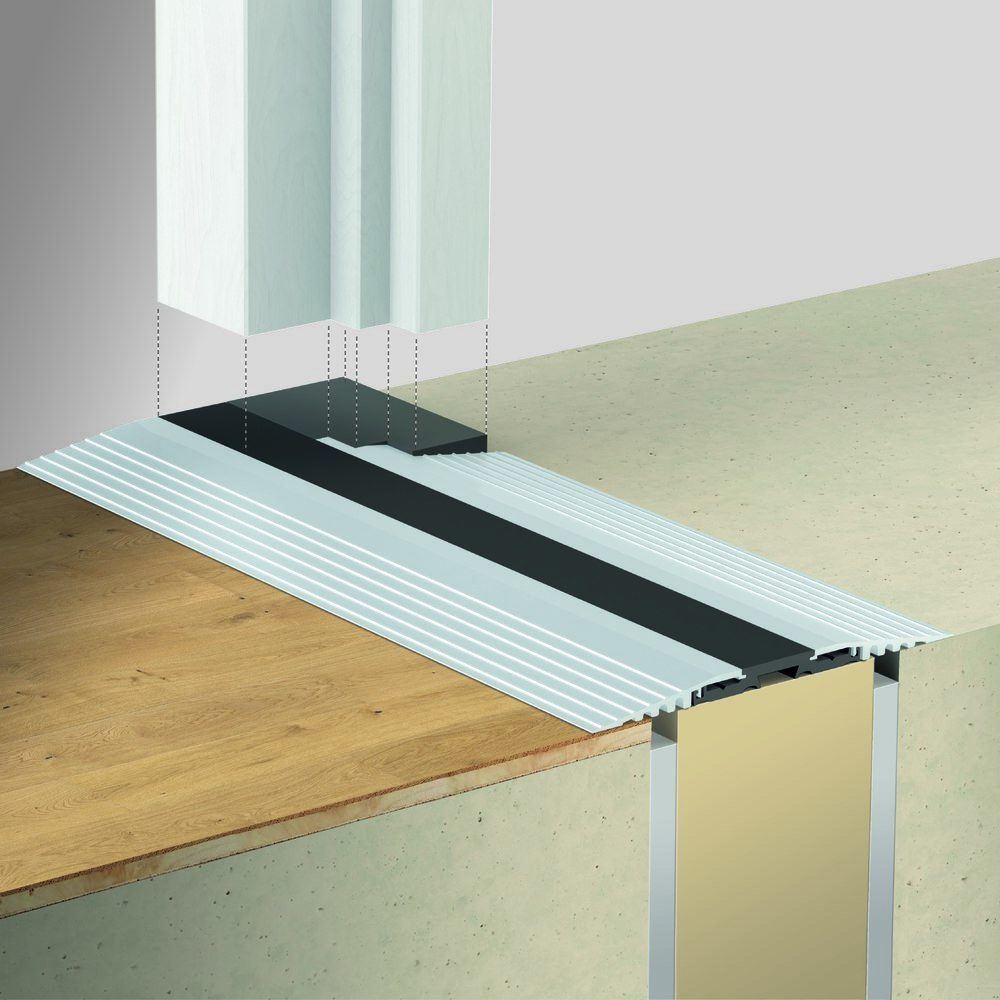 PLANET Flachschwelle F140, reduzierte Höhe, Aluminium 1.190 mm silberfarben