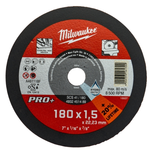 MILWAUKEE SCS41 1,5 mm Metalltrennscheibe PRO+ INOX 180 mm