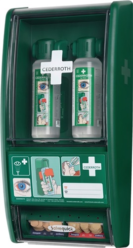 CEDERROTH Augenspülstation H560xB290xT120ca.mm 2x0,5 l,1xPflasterspender CEDERROTH