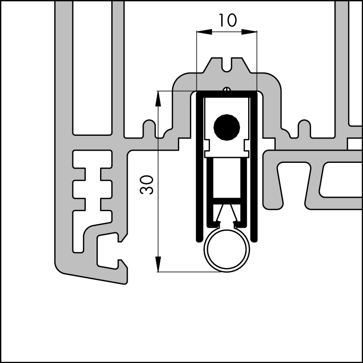 ELLEN Autom. Türbodendichtung Ellen-Matic-2K z. Einb. i Nut silber ELLEN Autom. Türbodendichtung Ellen-Matic-2K z. Einb. i Nut silber