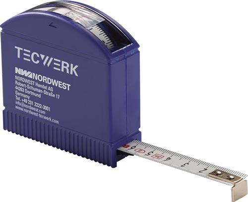 TECWERK Taschenrollbandmaß L.3m B.13mm mm/cm EG II Ku.Sichtfenster TECWERK