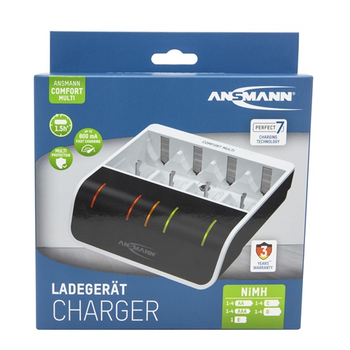 Schnellladegerät NiBC-ComfortMulti-USB-cb m.USB-Eingang 1,2 V NiMH ANSMANN Schnellladegerät NiBC-ComfortMulti-USB-cb m.USB-Eingang 1,2 V NiMH ANSMANN