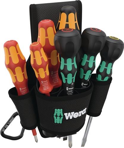WERA Schraubendrehersatz 9621 Belt Pouch Set 2 8-tlg.Schlitz/PH VDE WERA