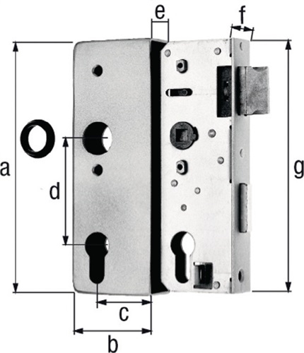 GAH Schlosskasten DIN L/R Maß A170xB60xC40mm Maß E 30mm Dornm.40mm GAH