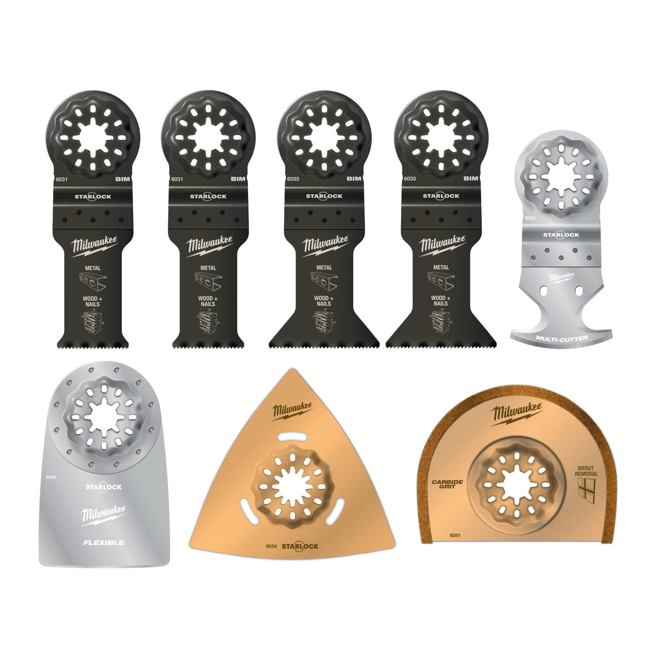 MILWAUKEE 8-teiliges Set Multitool Starlock Zubehör-Set Renovierung