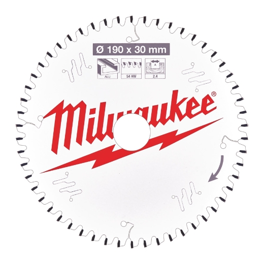 MILWAUKEE 190/30 mm Z54 Flachtrapezzahn negativ Kreissägeblatt Holz/Alu für Handkreissägen