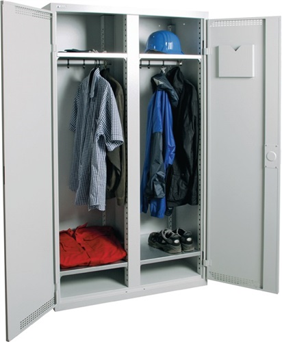 STUMPF Garderobenschrank 4 Fachböden m.Trennwand H1800xB1000xT500mm lichtgrau 2Abt.