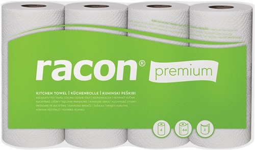 TEMCA Küchenrolle racon Premium K-2 B220xL250ca.mm weiß 2-lagig,perforiert 4 Rl./PAK