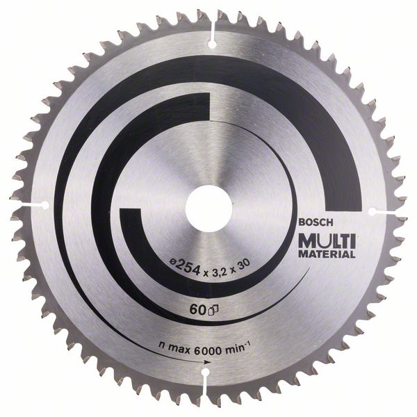 BOSCH Kreissägeblatt Multi Material, 254 x 30 x 3,2 mm, 60