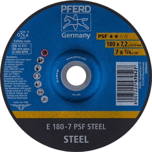PFERD Schruppscheibe PSF STEEL D180xS7,2mm gekr.STA Bohr.22,23mm PFERD
