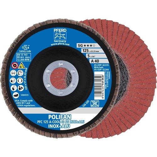 PFERD Fächerscheibe POLIFAN A-COOL SG INOX+ALU D.125mm K.40 kon.INOX/Aluminium NK