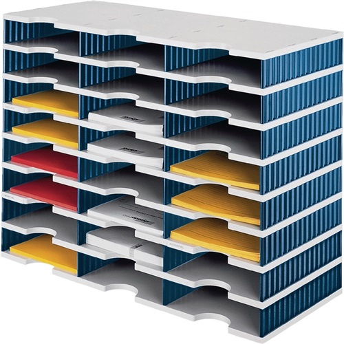 Nordwest Sortierablage Trio 24 Fächer H573xB723xT331mm Polystyrol grau/blau STYRO
