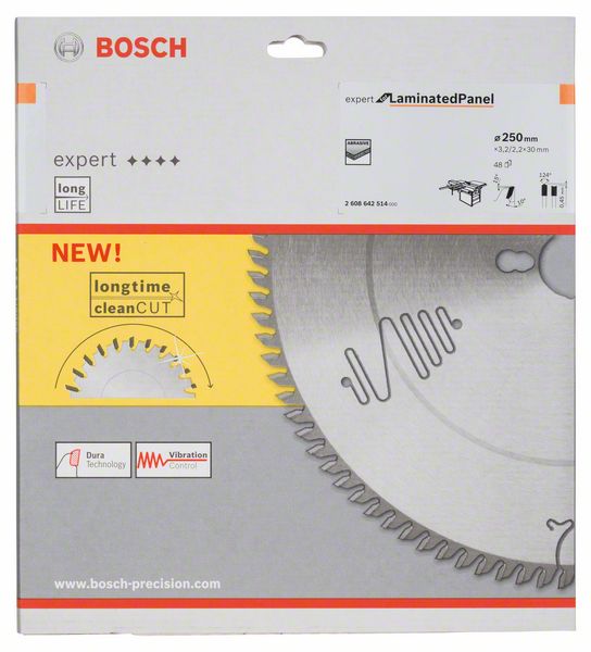 BOSCH Kreissägeblatt Expert for Laminated Panel, 250 x 30 x 3,2 mm, 48