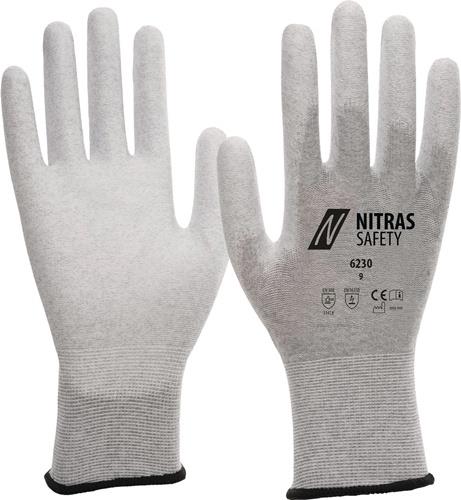 NITRAS Handschuhe 6230 Gr.8 grau/weiß EN 388,EN 16350 PSA II 12 NITRAS