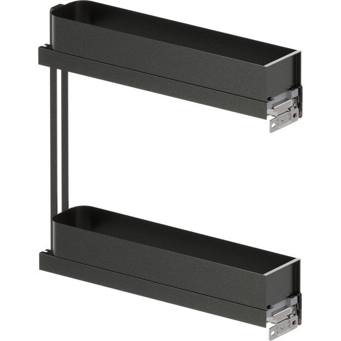 Schmaler Seitenwandauszug SUB-Slim, Ablageset, 2x 150er, Planero lavagrau Vauth Sagel